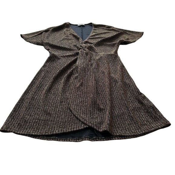 Show Me Your Mumu Size XS Get Twisted Mini Dress Gold Hourglass Short Sleeves - Picture 4 of 12